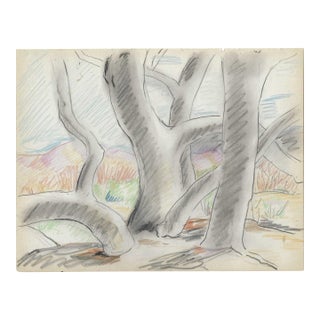 1940s Grace Spongberg Landscape Drawing For Sale