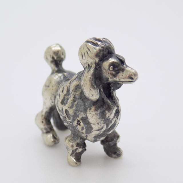 Vintage Italian Handmade Genuine Silver Poodle Dog Rare Micro Dollhouse Miniature For Sale - Image 6 of 10