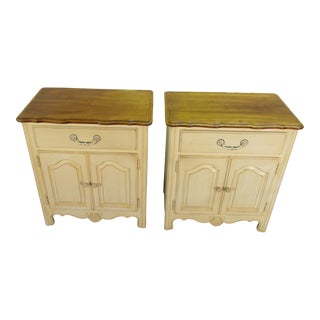 Ethan Allen Country French Solid Maple Pair of Nightstands For Sale