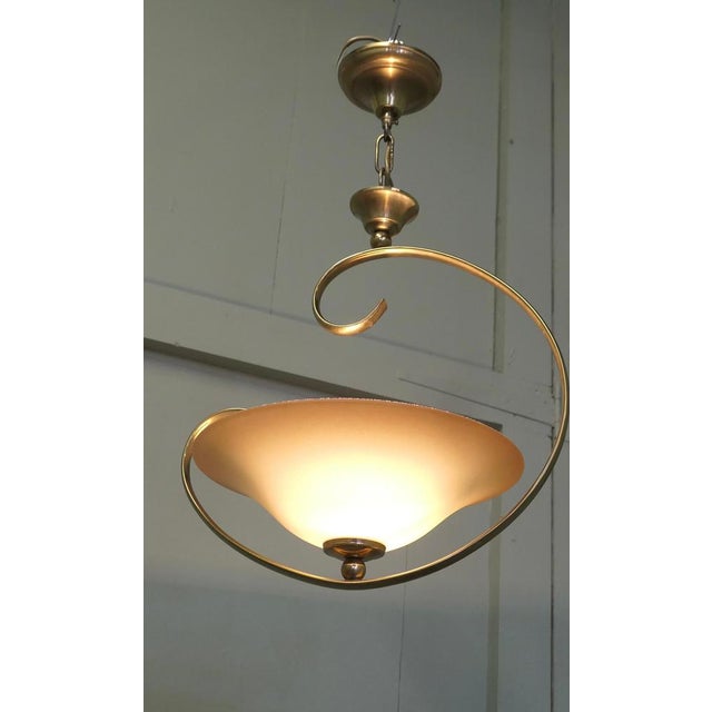 Modernist Asymmetrical Brass and Glass Ceiling Light, 1970 For Sale - Image 6 of 8