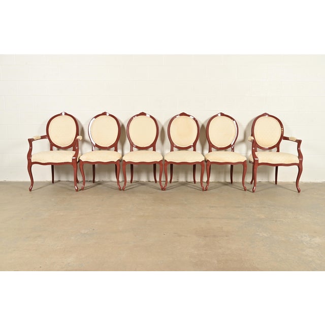 Karges Style French Provincial Louis XV Brown Lacquered Dining Chairs, Set of Six For Sale - Image 14 of 14