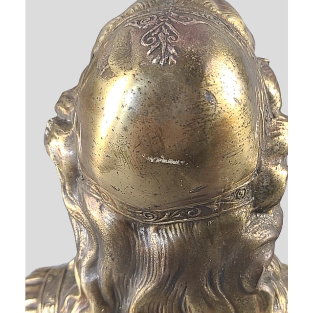 Pair of Early 20th Century Bookends Gilded Clad Figural Statue Sculpture Bust Dante & Beatrice For Sale - Image 9 of 12