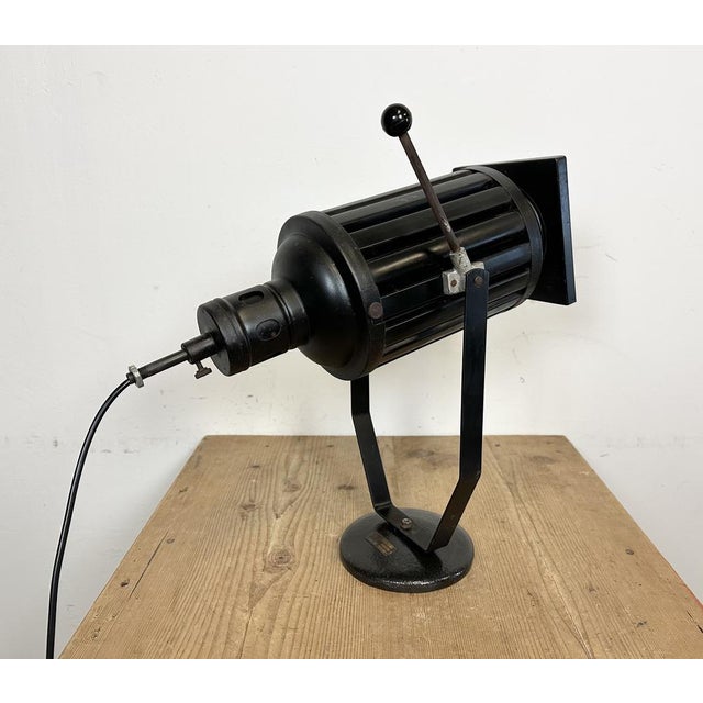 Metal Vintage Black Theatre Spotlight Table Lamp, 1960s For Sale - Image 7 of 18