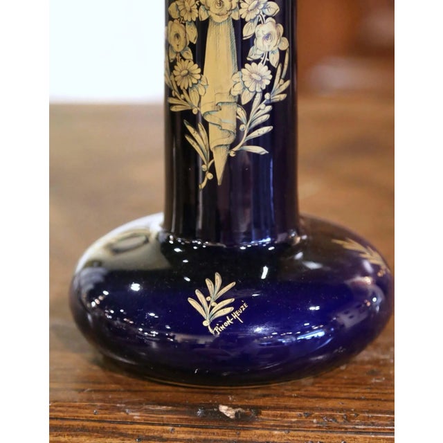 19th Century French Cobalt Blue and Gilt Porcelain Neoclassical Vase For Sale In Dallas - Image 6 of 9