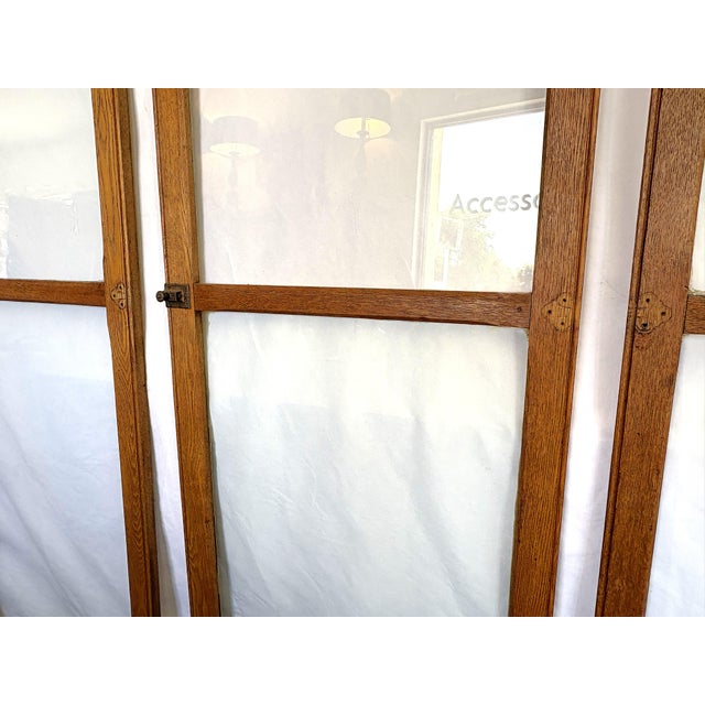 Vintage Architectural Salvage Oak and Glass Doors- Set of 3 For Sale - Image 9 of 18