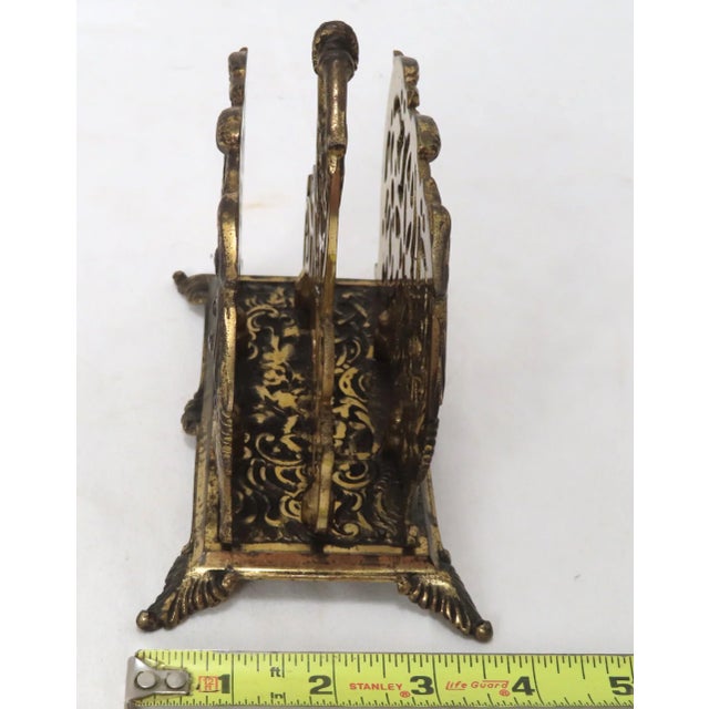 Antique Bronze Gilt Cast Iron Letter Rack With Dolphins For Sale - Image 12 of 13
