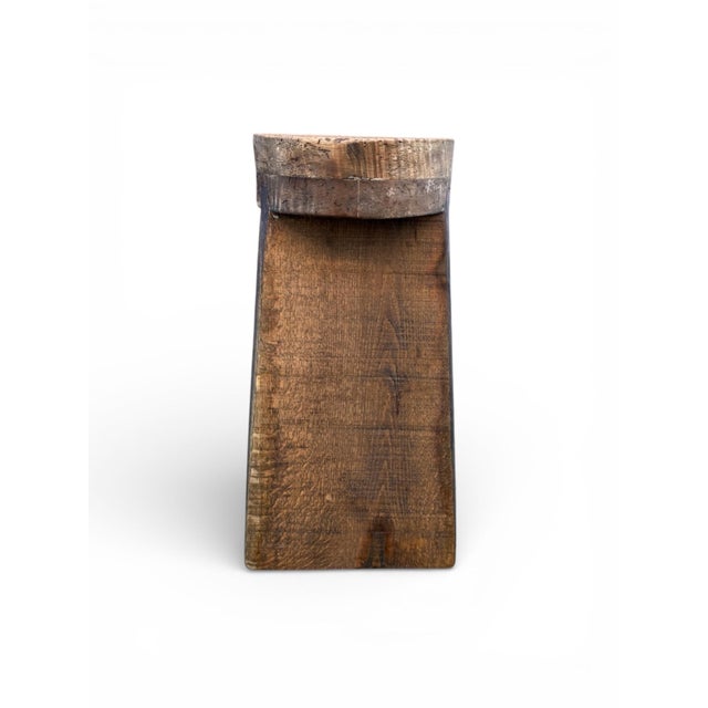 Wood 24" - Handcrafted Sculptural Solid Wood Espresso "Halo" Stool For Sale - Image 7 of 11