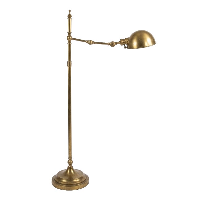 Neiman Marcus Robert Abbey Articulated Pharmacy Floor Lamp - Burnished Brass For Sale