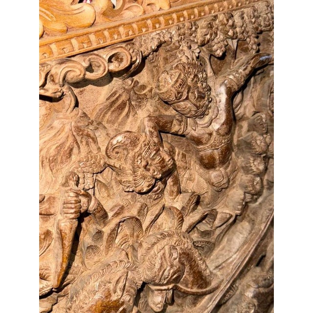 Indonesian Artist, Large Deeply Carved High Wall Relief of Ramayana, Ubudpeliatan or Gianyar, Bali, 19th Century, Teak For Sale - Image 3 of 10
