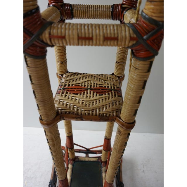 Black Art Nouveau Rattan Wicker Floor Lamp, 1890s For Sale - Image 8 of 18