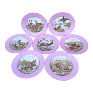 Rare French Porcelain Set of 8 Wild Animals Plates Haviland Limoges Circa 1890 For Sale