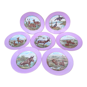 Rare French Porcelain Set of 8 Wild Animals Plates Haviland Limoges Circa 1890