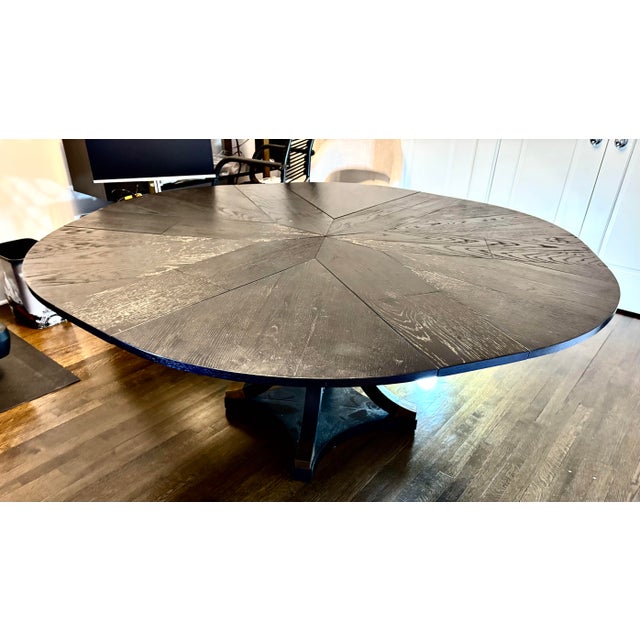 Restoration Hardware Restoration Hardware Addison Round Jupe Extension Dining Table (Black Oak) For Sale - Image 4 of 5