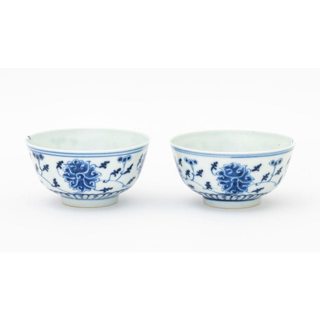 Blue Chinese Export Blue and White Porcelain Teacups and Saucers - Set of 6 For Sale - Image 8 of 18