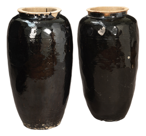 Tall Vintage Black Earthenware Jar, 1920s