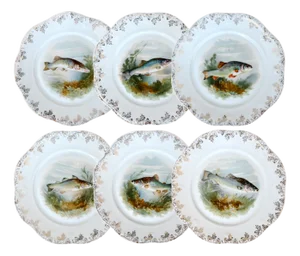 Antique Continental Porcelain Fish Plates – Set of 6
