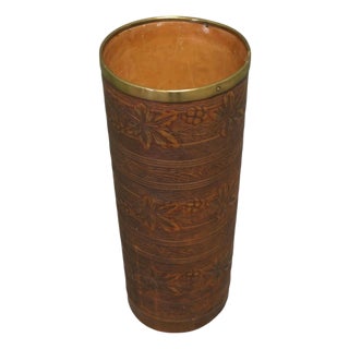 Vintage Simulated Leather Umbrella Stand, 1970 For Sale