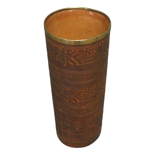 Vintage Simulated Leather Umbrella Stand, 1970 For Sale