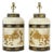 A Pair English Export Hexagonal Tea Caddy Hand-Painted Chinoiserie Landscape Table Lamp For Sale