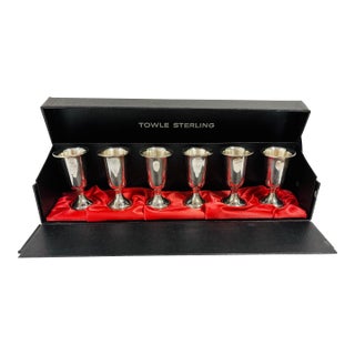 Vintage Towle Sterling Weighted Liquor/Cordial Glasses - Set of 6 (Boxed) For Sale