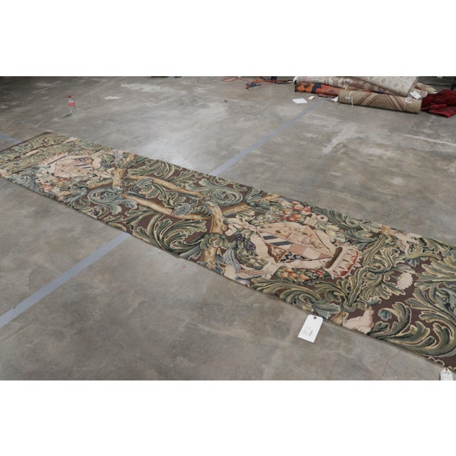 Contemporary Rug & Kilim’s Armorial Tudor Style Runner in Black, With Beige, Blue and Gold For Sale - Image 3 of 9