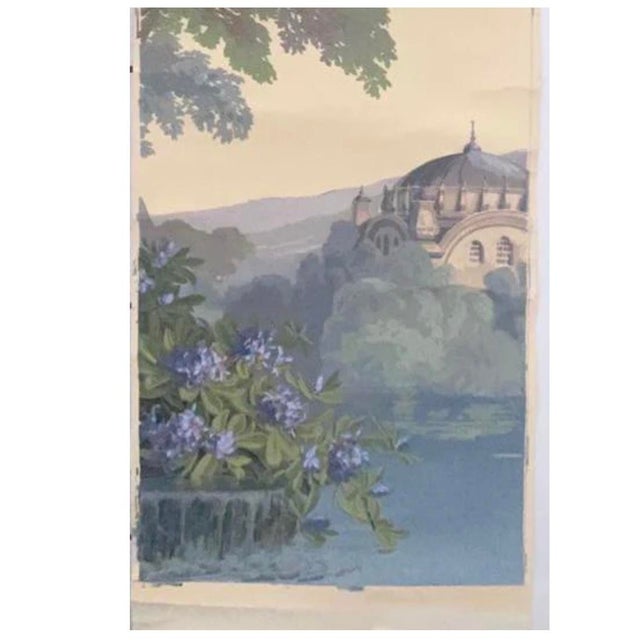 Zuber Blue & Green Hand Painted Wallpaper Panel #16 El Dorado For Sale - Image 9 of 9
