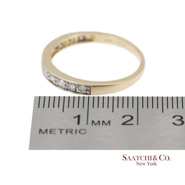 14k 585 Solid Yellow Gold Natural Diamond Band Ring, Size 8.75 For Sale - Image 10 of 11