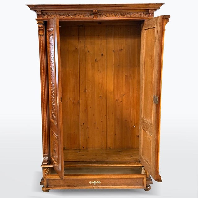 Antique Oak Wardrobe, 1880 For Sale - Image 3 of 11