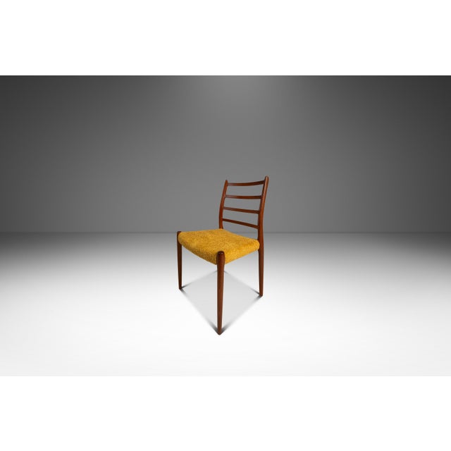 Mustard Bespoke Danish Modern Model No. 78 Ladderback Chair in Teak & Bouclé by Niels Møller for j.l. Møllers Møbelfabrik, Denmark, C. 1960's For Sale - Image 8 of 18