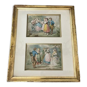 1910s Antique French Framed Art of Children
