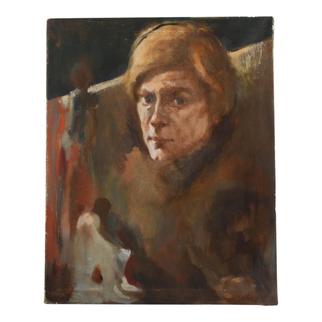 Loose Focus Portrait Oil on Canvas For Sale