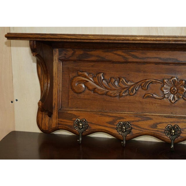 Antique Dutch Heavily Carved Oak Wall Rack For Sale - Image 3 of 14