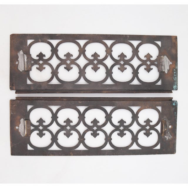 Mid 20th Century Pair of Reclaimed 14.5 In. Bronze Wall Register Grills For Sale - Image 5 of 6