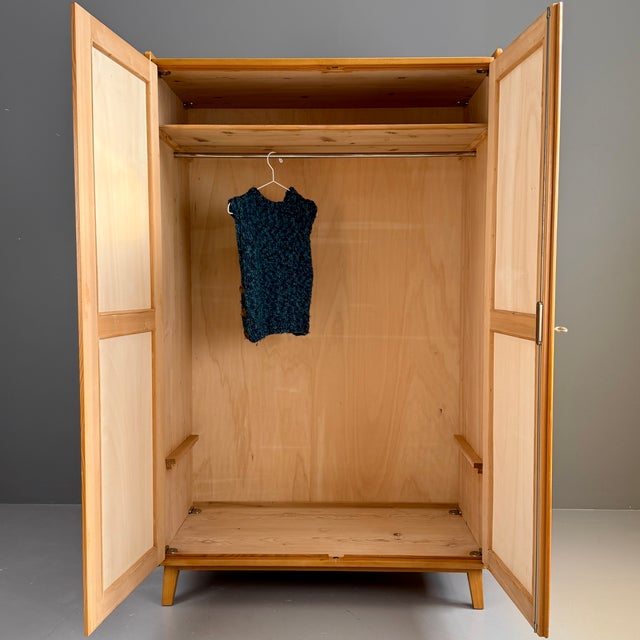 Mid-Century Modern Vintage Wardrobe in Fir, 1950s For Sale - Image 3 of 10