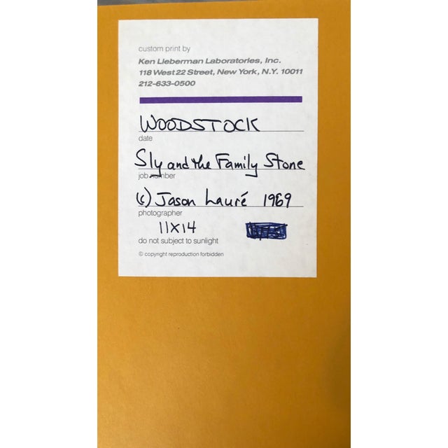 1960s Jason Laure, Original Hand Signed Rock & Roll Photograph Sly & the Family Stone Woodstock, 1969 For Sale - Image 5 of 6