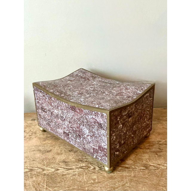 Wood Vintage Boho Brass Trimmed Tessellated Stone Box For Sale - Image 7 of 7