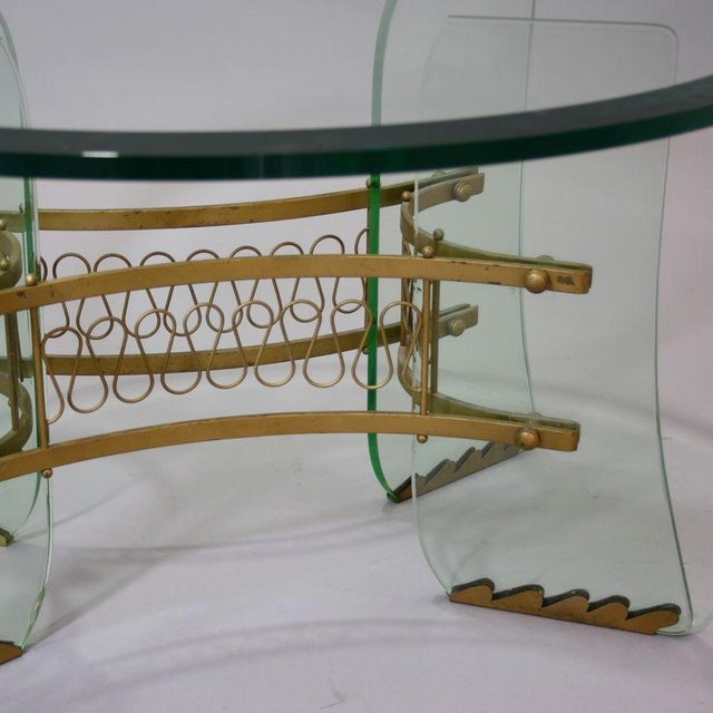 Fontana Arte Coffee Table in Glass and Brass by Luigi Brusotti for Fontana Arte, 1950 For Sale - Image 4 of 5