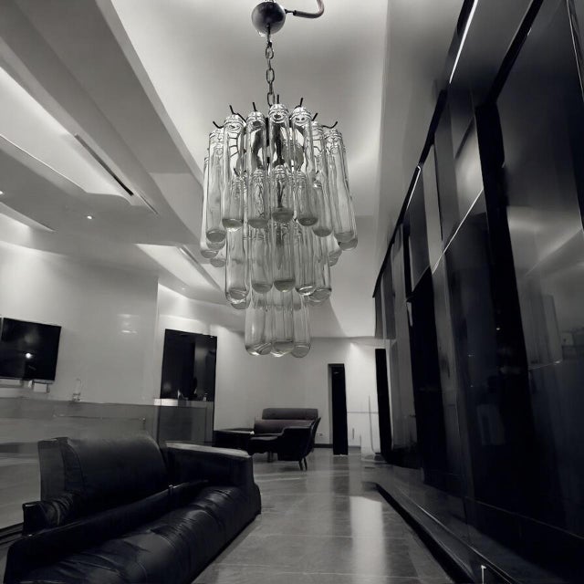 Paolo Venini Murano Glass Tube Chandelier by Venini, 1970s For Sale - Image 4 of 14