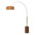 1980s Tambo 92"h 1-Light Arc Lamp, Burlap Shade, Dark Walnut Base, Weathered Brass, Dimmable, for Living Room or Bedroom For Sale