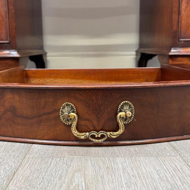 Antique English Serpentine Mahogany Kneehole Desk For Sale - Image 6 of 12