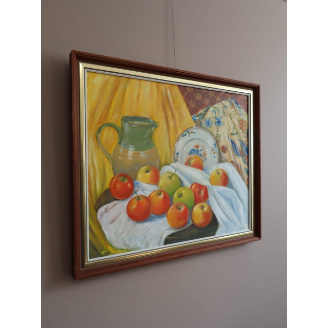 Mid-Century Modern 'Gathered Harvest' Vintage Original Swedish Still Life Oil Painting, Framed For Sale - Image 4 of 13