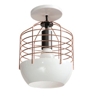 Modern Industrial Style White and Copper Pendant Light by Roll & Hill For Sale