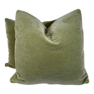 Celadon Mohair 22" Pillows-a Pair For Sale