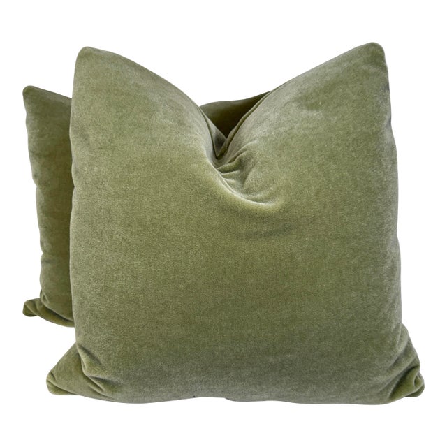 Celadon Mohair 22" Pillows-a Pair For Sale
