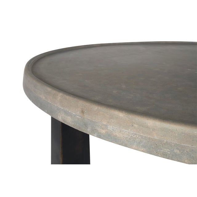 Dish Edge Stone and Steel Coffee Table For Sale - Image 4 of 7