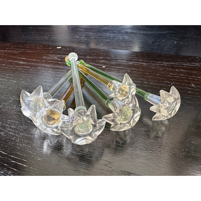 Hand Blown Glass Cocktail Muddler Drink Stirrer Swizzle Sticks For Sale - Image 11 of 18