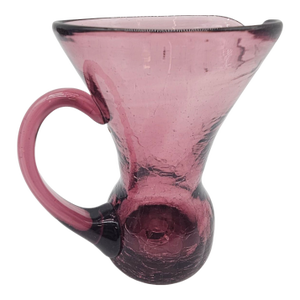 Vintage Amethyst Crackle Glass Pitcher – Hand Blown Heritage Style Jug in Mid-Century Hue