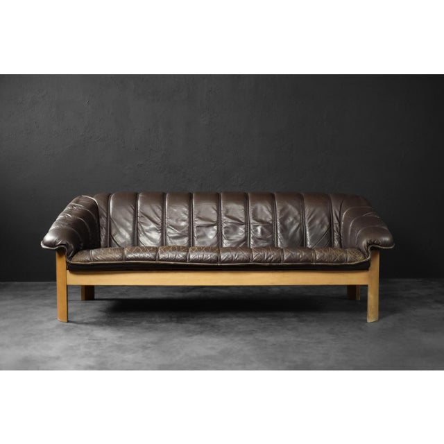 Vintage Mid-Century Modern Danish Brown Leather 3-Seater Sofa, 1970s For Sale - Image 18 of 18