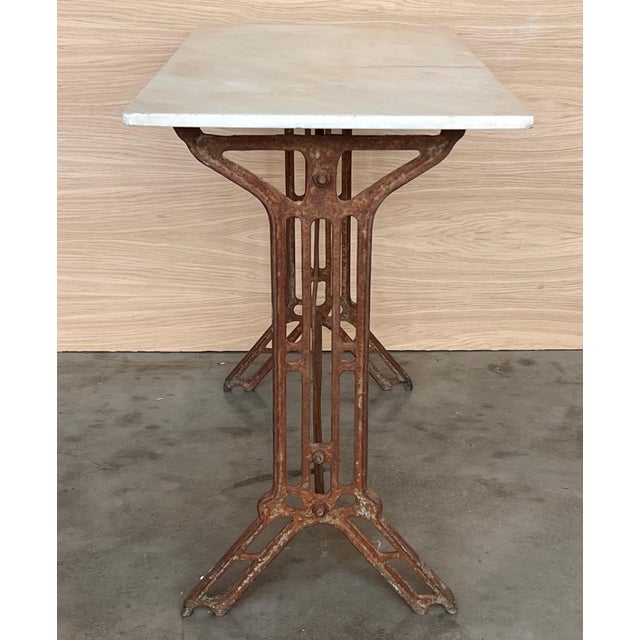 Early 20th Century French Solid Cast Iron French Scrolling Bistro Table with Marble Top For Sale - Image 11 of 18
