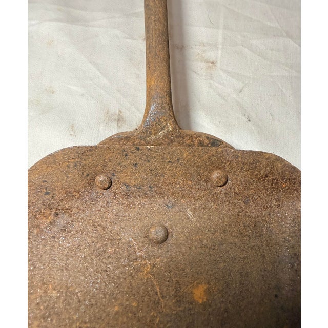 Antique 18th Century Wrought Iron Turned Brass English Fireplace Shovel Tool 18 For Sale In New York - Image 6 of 11